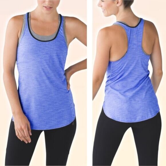 LULULEMON What The Sport Singlet Sz 6 Heathered Lullaby - Picture 1 of 7